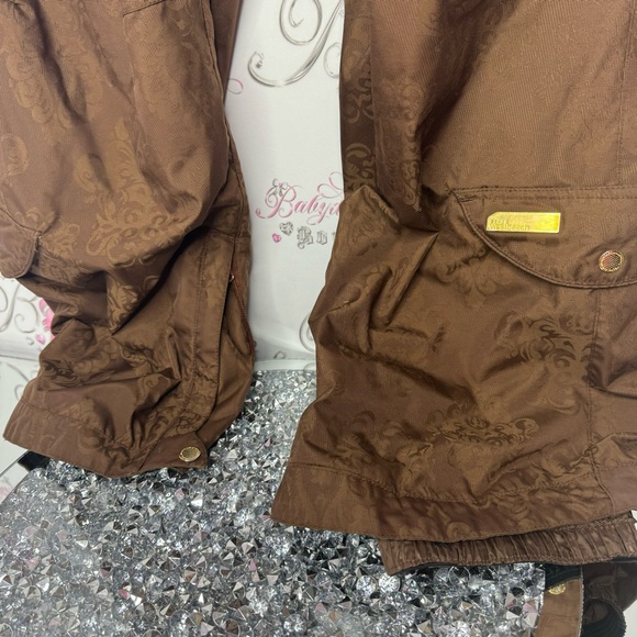 Westbeach snow pants brown paisley shimmer pattern gold hardware ski snowboard - Picture 13 of 17